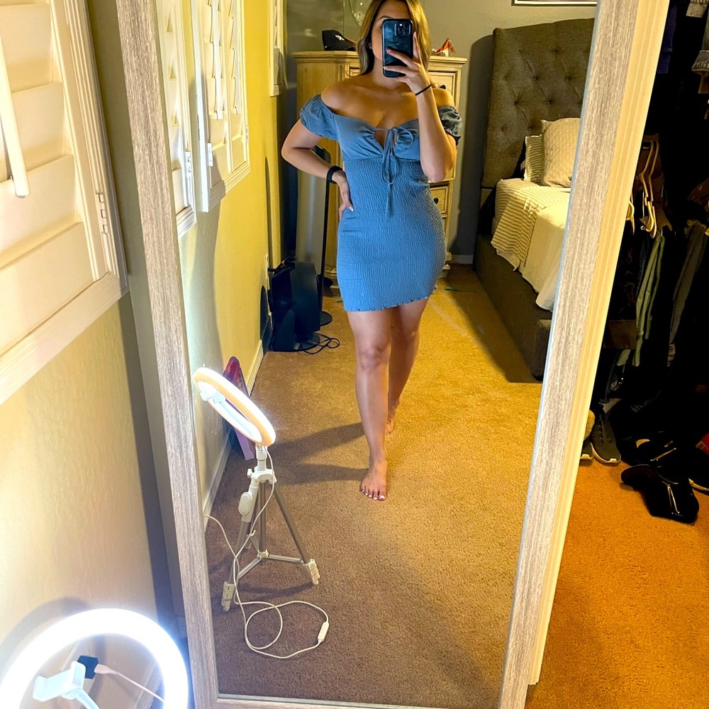 Blue flattering fit dress